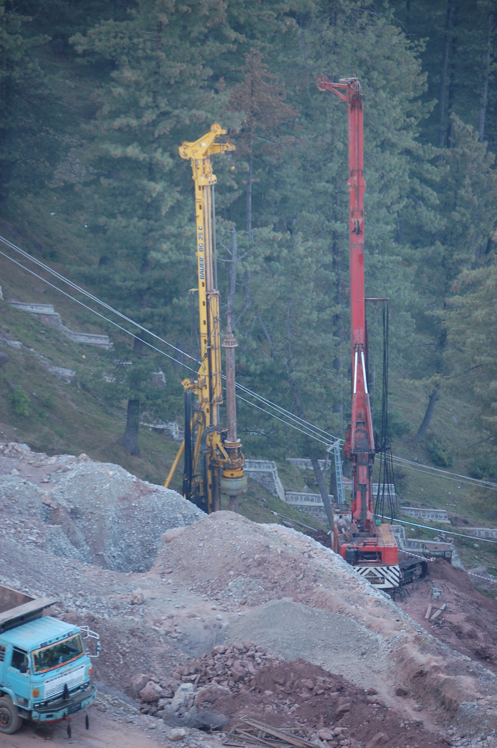 Piling using Hydraulic Rotary Machines for Slope Protection Works at Jhika Gali, Murree